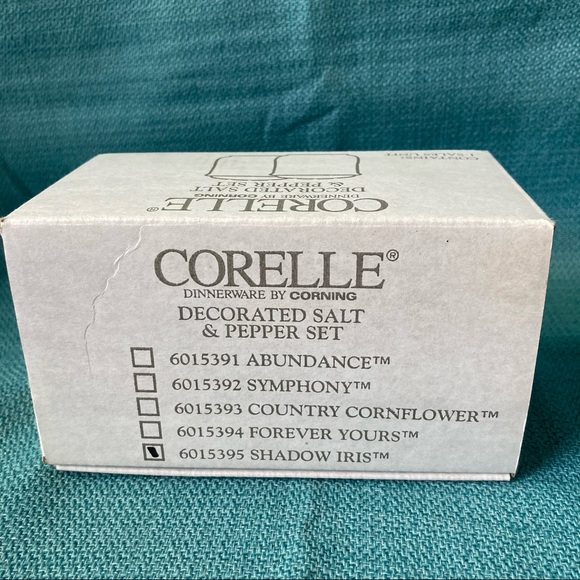 Corelle Decorated Salt & Pepper Shakers Pattern Shadow Iris Floral Design - Picture 9 of 9